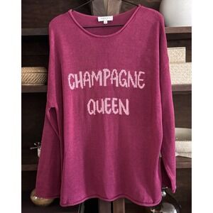 Gilli "Champagne Queen" Sweater Women's Large Pink Round Neck Lightweight Knit